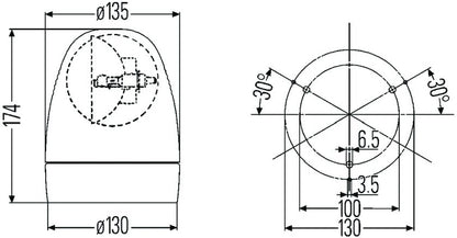 Hella Rotating Lamp H 24V Yellow Mg24 2Rl 007337011 007337011 Technical Drawing