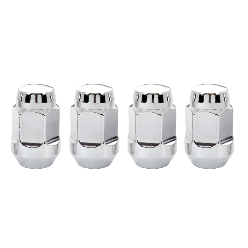 McGard Hex Lug Nut (Cone Seat Bulge Style) M12X1.25 / 3/4 Hex / 1.45in. Length (4-Pack) - Chrome 64013 64013 Photo - out of package