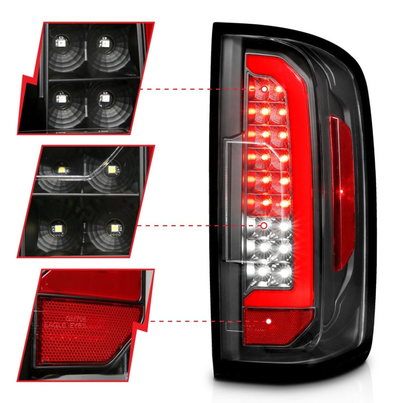 ANZO 15-21 Chevrolet Colorado Full LED Tail Lights w/ Red Lightbar Black Housing Clear Lens 311432 311432 Photo - Unmounted