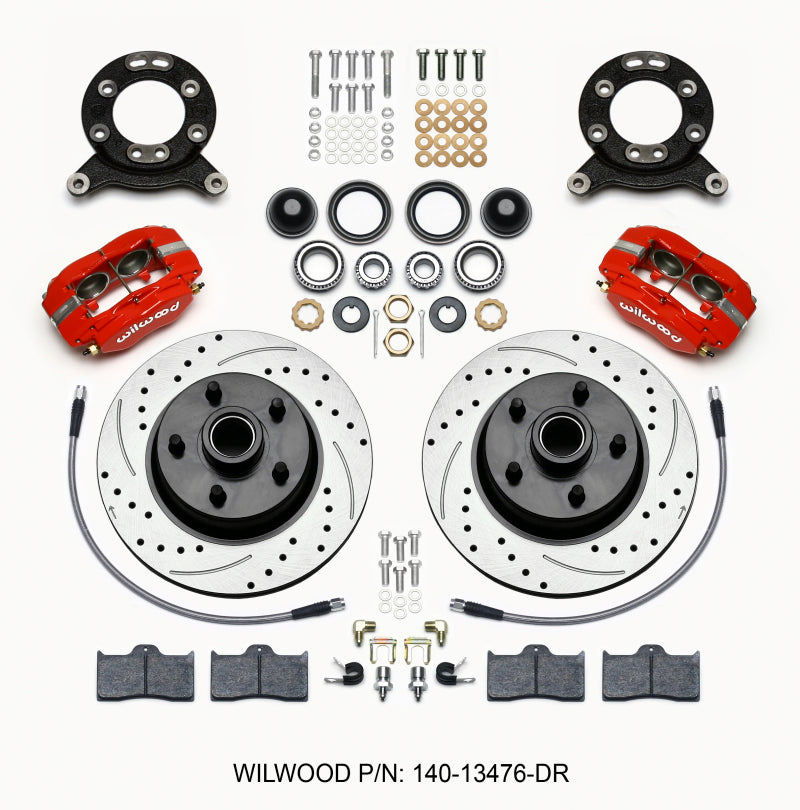 Wilwood FDL-M Front Kit, 11.30" 1 PC Rotor&Hub, Drill-Red, 1965-1969 Mustang 140-13476-DR Photo - Primary