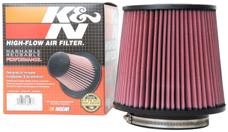 K&N Engineering K&N Universal Clamp-On Air Filter 5in Flange ID x 8in Base OD x 6.625in Top OD x 8.625in Height RU-5294 RU-5294 Photo - out of package