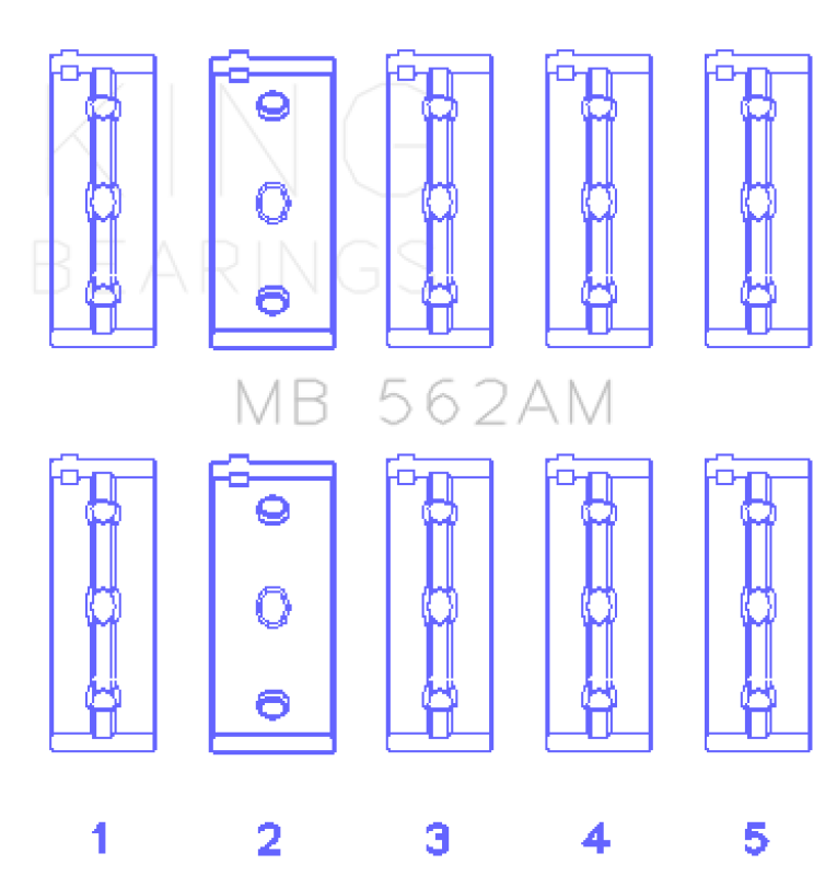 King Engine Bearings King Fiat / Lancia / Seat 4cyl  (Size STD) Main Bearing Set MB562AM MB562AM Photo - Primary