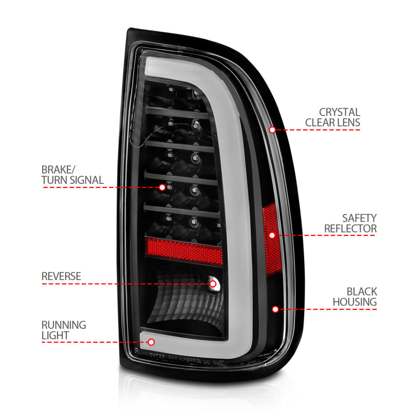 ANZO 00-06 Toyota Tundra LED Taillights w/ Light Bar Black Housing Clear Lens 311411 311411 Photo - Unmounted