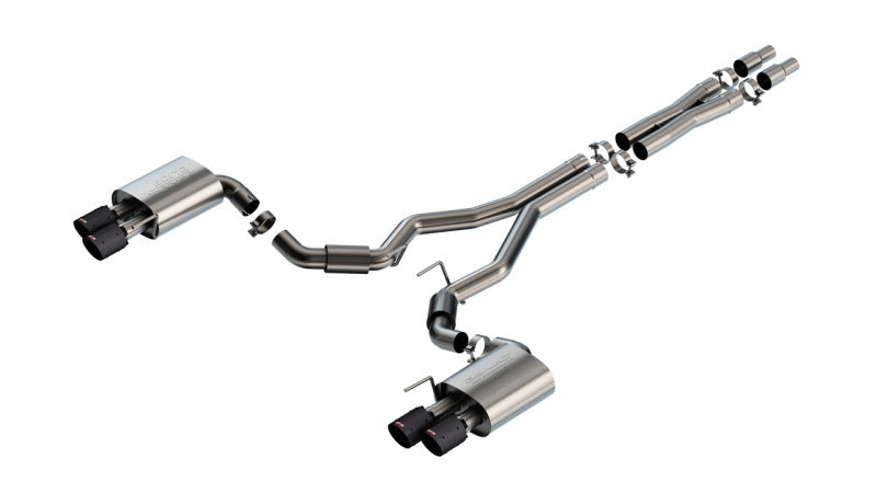 Borla 2024 Ford Mustang GT 5.0L V8 3 in S-Type Catback Non-Active Exhaust- Carbon Fiber Quad Tip 140969CFBA 140969CFBA Photo - Primary