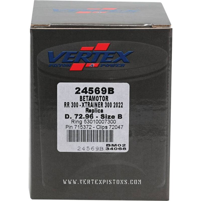 Vertex Pistons Vertex Piston 22-24 Beta RR 2T 300 300cc Cast Replica Piston Kit 24569B 24569B Photo - Primary