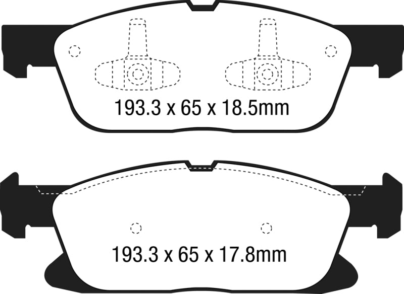 EBC 15+ Ford Edge 2.0 Turbo FWD Yellowstuff Front Brake Pads DP43046R DP43046R Photo - Primary