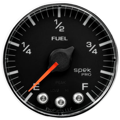 Autometer Spek-Pro Gauge Fuel Level 2 1/16in 0-270 Programmable Blk/Chrm P312318 P312318 User 2