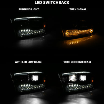 ANZO 2009-2018 Dodge Ram 1500 Led Projector Plank Style Switchback H.L Halo Black Amber (OE Style) 111464 111464 User 6