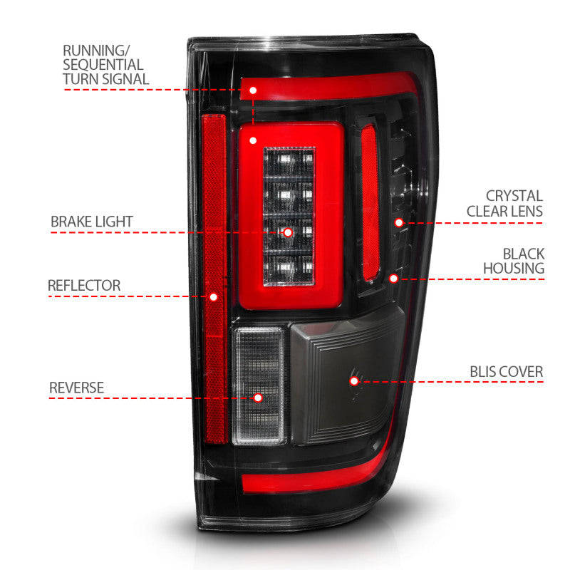 ANZO 21-23 Ford F-150 LED Taillights Seq. Signal w/BLIS Cover - Black Housing 311473 311473 User 3