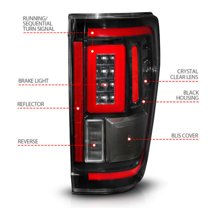 ANZO 21-23 Ford F-150 LED Taillights Seq. Signal w/BLIS Cover - Black Housing 311473 311473 User 3