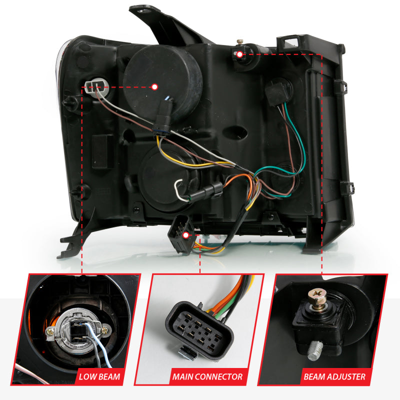 ANZO 2007-2013 Gmc Sierra 1500 Projector Headlight Plank Style Black w/ Clear Lens Amber 111482 111482 Photo - Unmounted