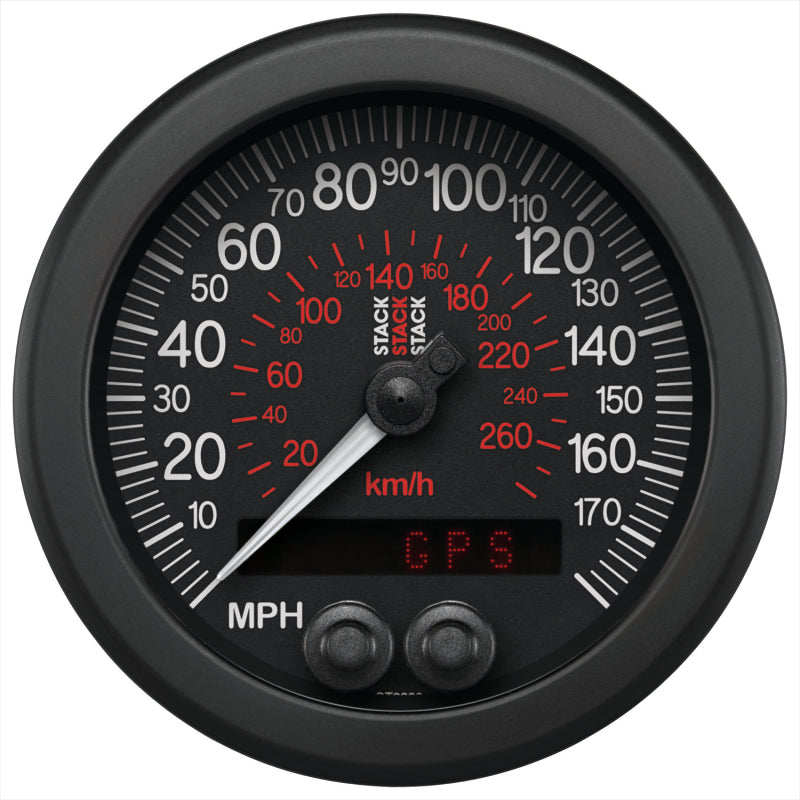 Autometer Stack Instruments 88mm 0-180 MPH 290 KM/H GPS Speedometer - Black ST3803 ST3803 Photo - Primary