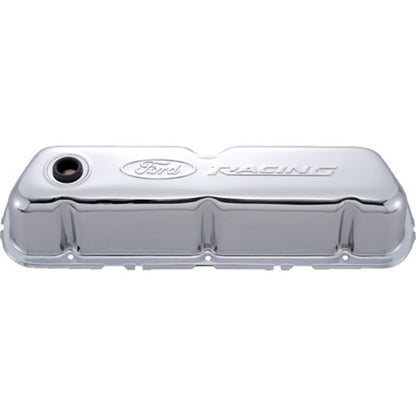 Ford Chrome Steel Valve Cover Set w/Ford Racing Logo FRD302-070 302-070 Photo - Primary
