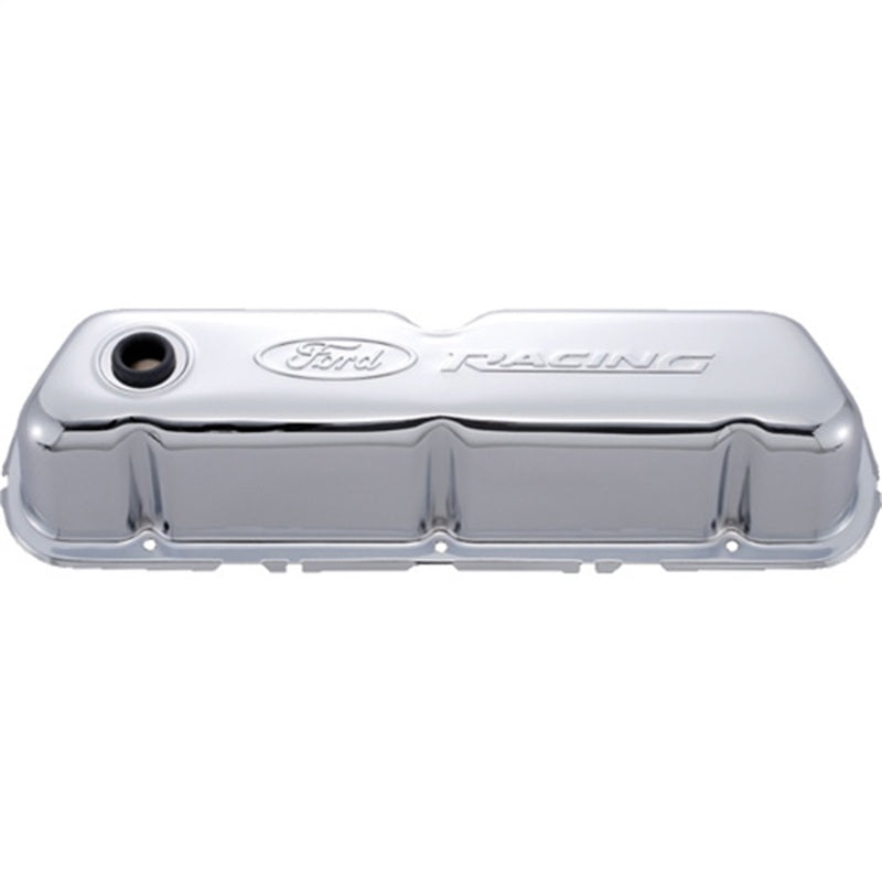 Ford Chrome Steel Valve Cover Set w/Ford Racing Logo FRD302-070 302-070 Photo - Primary