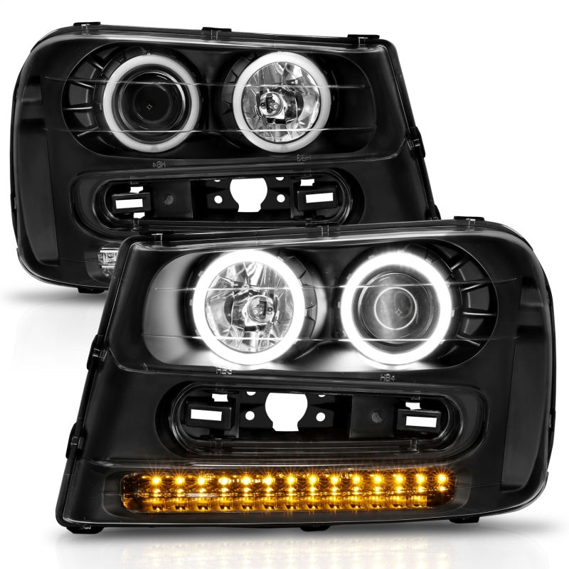 Anzo 2002-2009 Chevrolet Trailblazer Projector Headlights w/ Halo Black 111127 Photo - Unmounted