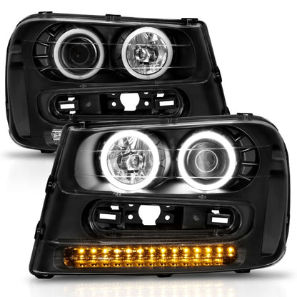 Anzo 2002-2009 Chevrolet Trailblazer Projector Headlights w/ Halo Black 111127 Photo - Unmounted