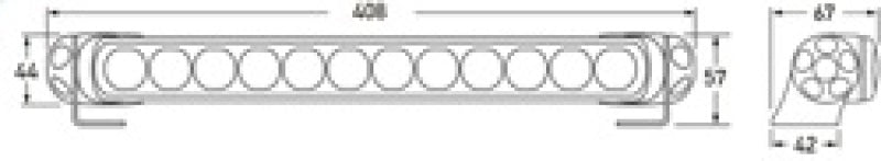 Hella Led Light Bar 350 / 14in Driving Beam - Clear 958040071 958040071 Technical Drawing