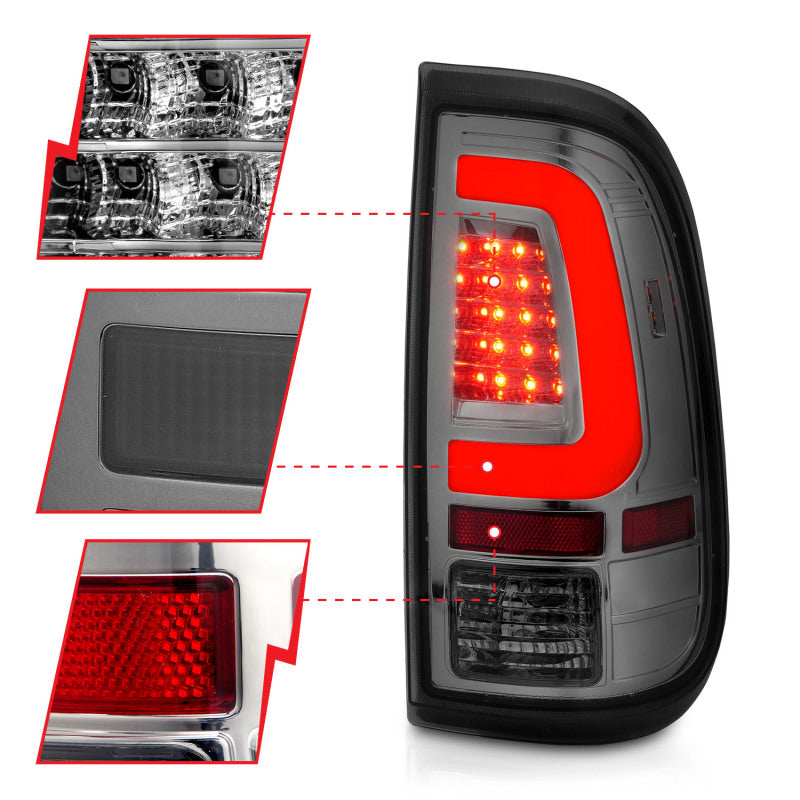ANZO 2008-2016 Ford F-250 LED Taillights Chrome Housing Smoke Lens (Pair) 311357 311357 Photo - Unmounted