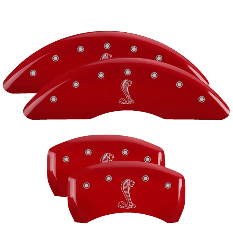 MGP 4 Caliper Covers Engraved Front & Rear Tiffany Snake Red finish silver ch 10201SSNKRD 10201SSNKRD Photo - Primary