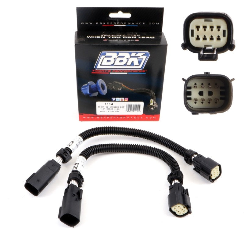 BBK 05-20 Dodge Hellcat 6.2L 6 Pin Front O2 Sensor Wire Harness Extensions 12 (pair) 1114 1114 Photo - Primary