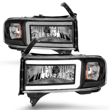 ANZO 94-02 Dodge RAM Crystal Headlight - w/ Light Bar Black Housing 111554 111554 User 1