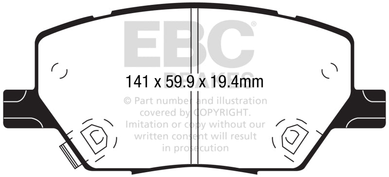 EBC 15+ Fiat 500X 1.4 Turbo Ultimax2 Front Brake Pads UD1811 UD1811 Photo - Primary