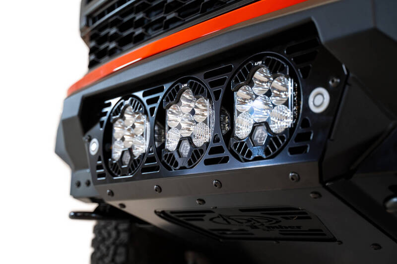 Addictive Desert Designs 2021+ Ford Raptor Bomber Front Bumper w/ 3 Baja Designs LP6 Light Mounts F210014100103 F210014100103 Photo - Mounted