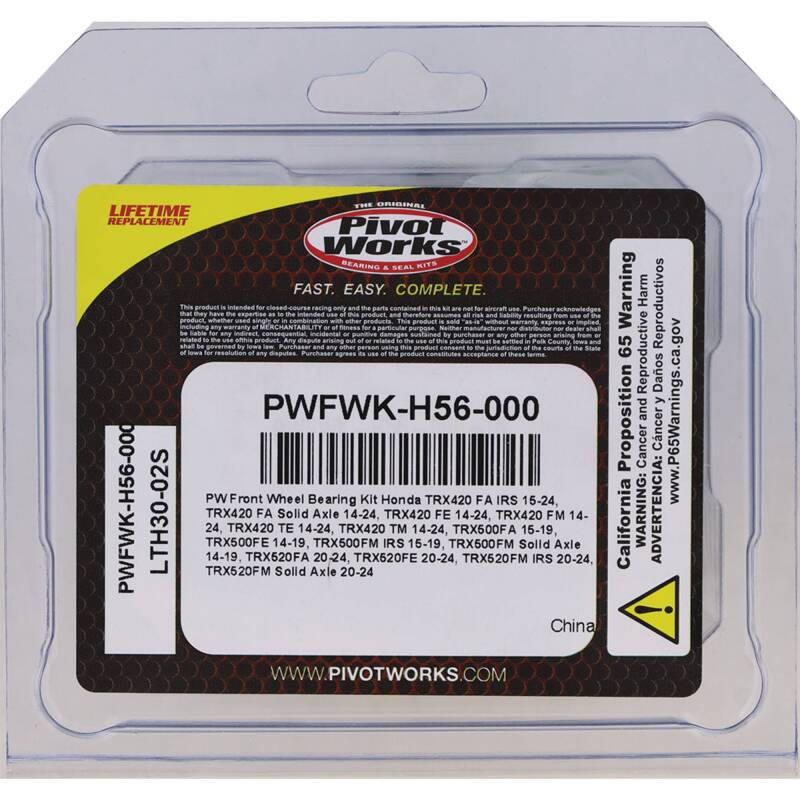 Pivot Works 15-23 Honda TRX420 FA IRS PW Front Wheel Bearing Kit PWFWK-H56-000 PWFWK-H56-000 Photo - Primary