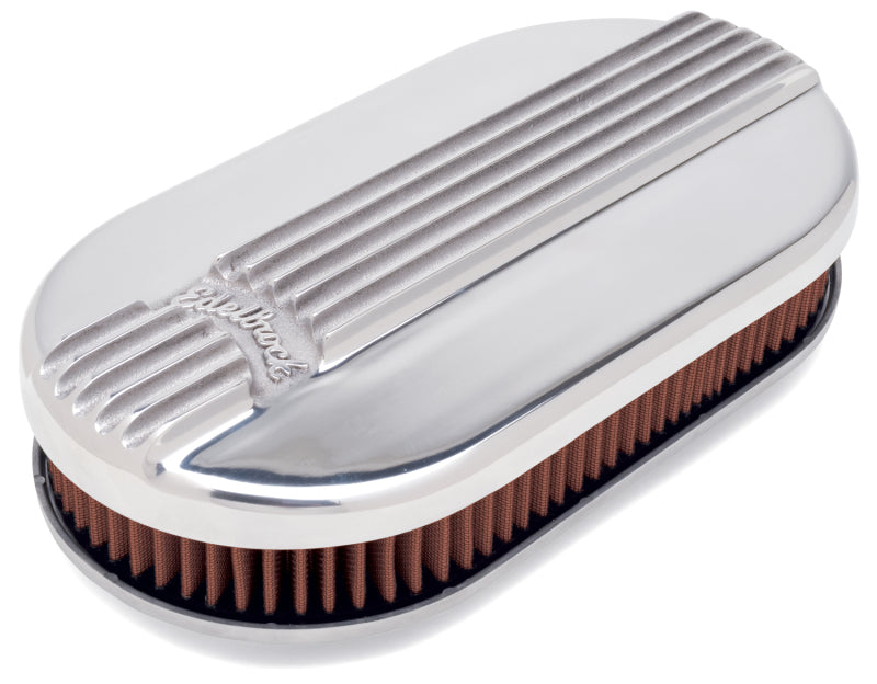Edelbrock Air Cleaner, Classic Series, Oval, Aluminum Top, Cloth Element, 17.5 " 4115 Photo - Primary
