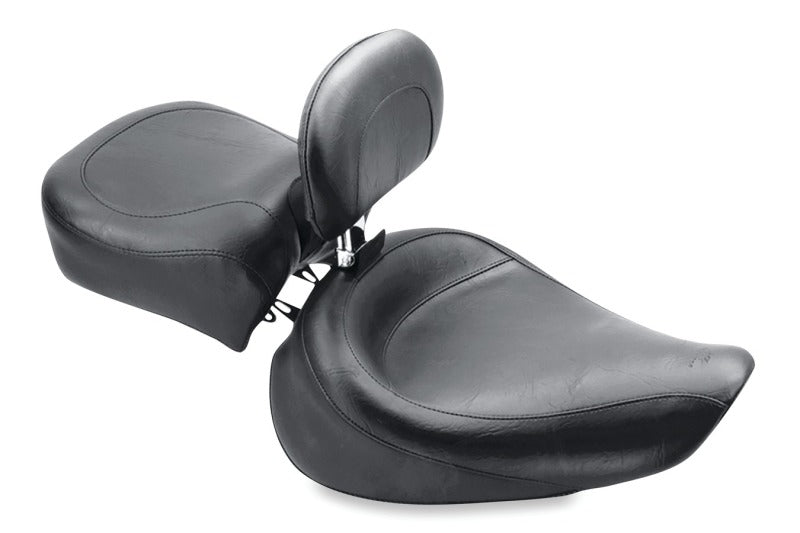Mustang Motorcycle Mustang 91-05 Harley Dyna Wide Touring Solo Seat w/Driver Backrest - Black 79129 79129 Photo - Primary