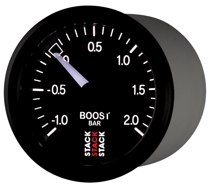 Autometer Stack 52mm -1 to +2 Bar T-Fitting 0.187in Barb (M) Mechanical Boost Pressure Gauge - Black ST3111 ST3111 User 3