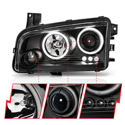 Anzo 2006-2010 Dodge Charger Projector Headlights w/ Halo Chrome (CCFL) 121218 User 3