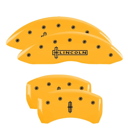 MGP 4 Caliper Covers Engraved Front Lincoln Engraved Rear Star logo Yellow finish black ch 36019SLC1YL 36019SLC1YL Photo - Primary