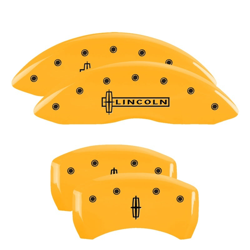 MGP 4 Caliper Covers Engraved Front Lincoln Engraved Rear Star logo Yellow finish black ch 36020SLC1YL 36020SLC1YL Photo - Primary