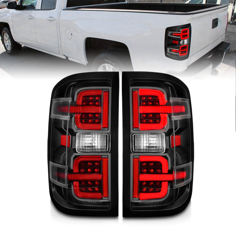 ANZO 15-19 Chevy Silverado 2500HD/3500HD (Halgn Only) LED Tail Lights w/Black Light Bar & Clear Lens 311425 311425 Photo - Primary
