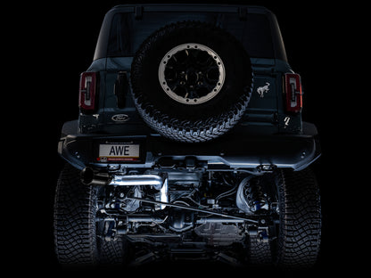 AWE Tuning 2021+ Ford Bronco 0FG Single Rear Exit Exhaust w/Diamond Black Tip & Bash Guard 3015-23789 3015-23789 Photo - Mounted