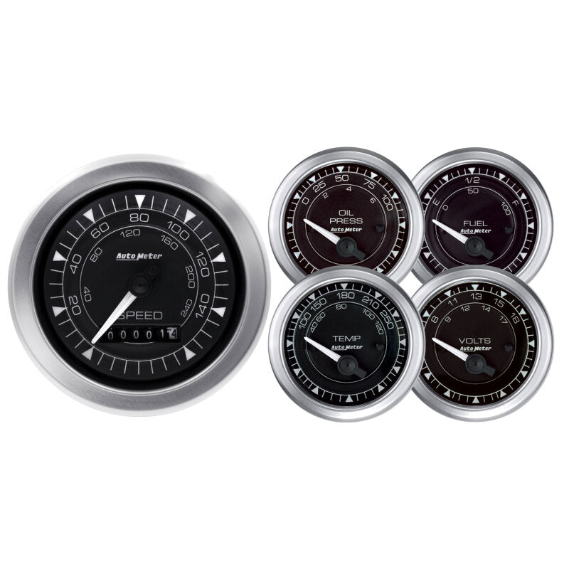 Autometer Chrono 3-3/8in & 2-1/16in Electronic Speedometer Gauge Kit - 5 Piece 8100 8100 Photo - Primary
