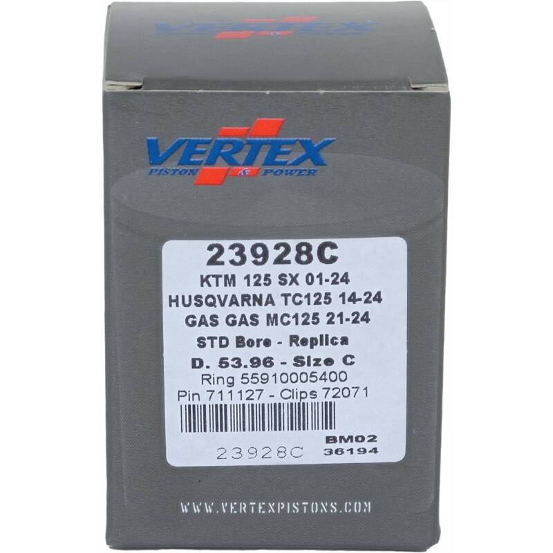 Vertex Pistons Vertex Piston 01-16 KTM 125 EXC 125cc Cast Replica Piston Kit 23928C 23928C Photo - Primary