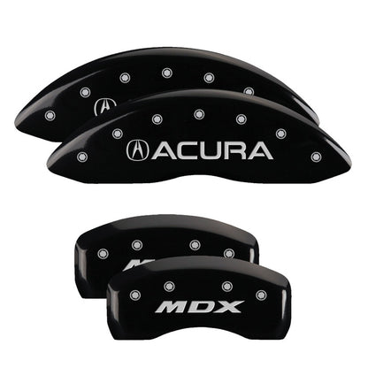 MGP 4 Caliper Covers Engraved Front Acura Engraved Rear MDX Black finish silver ch 39011SMDXBK 39011SMDXBK Photo - Primary