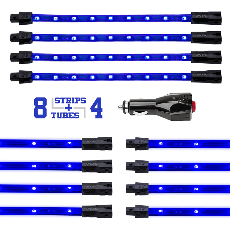 XKGLOW XK Glow Single Color XKGLOW UnderglowLED Accent Light Car/Truck Kit Blue - 8x24In Tube + 4x8In Strip XK041005-B XK041005-B User 1