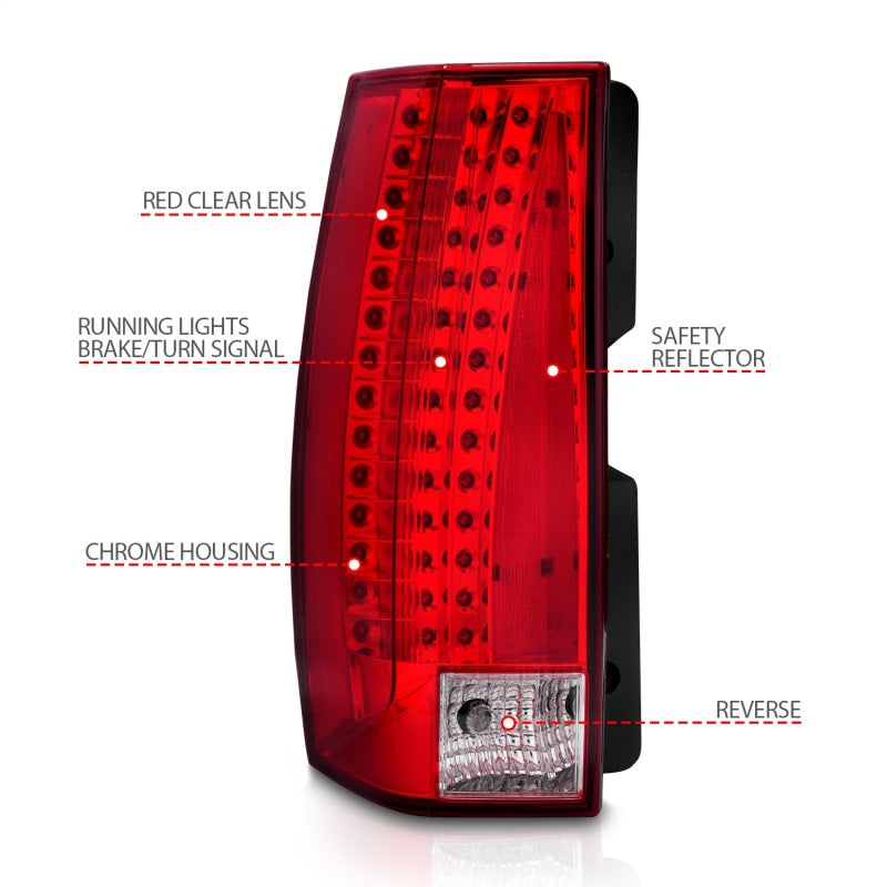 Anzo 2007-2014 Chevrolet Suburban LED Taillights Red/Clear - Escalade Look 311190 Photo - Unmounted