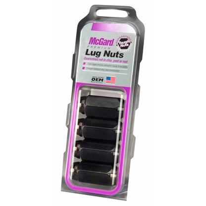 McGard Hex Lug Nut (Cone Seat) M14X1.5 / 13/16 Hex / 1.945in. Length (4-Pack) - Black 64022 64022 Photo - in package