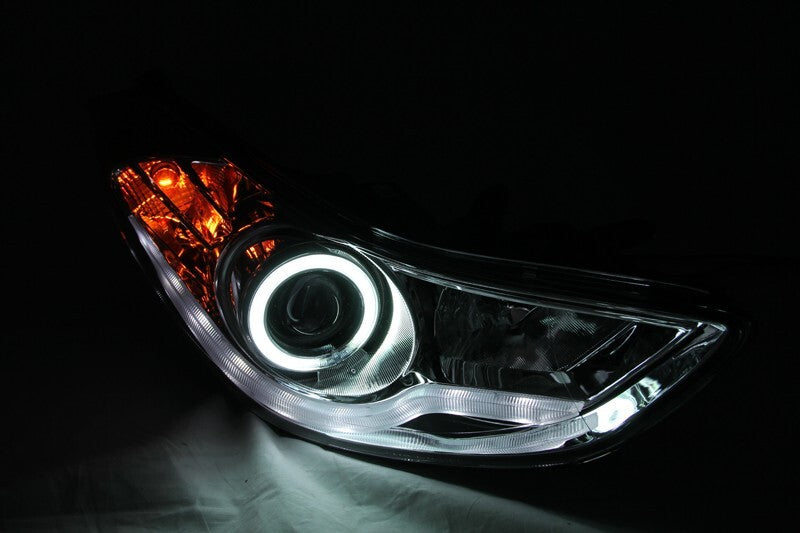 Anzo 2011-2014 Hyundai Elantra Projector Headlights w/ Halo Black (CCFL) 121456 Photo - Mounted