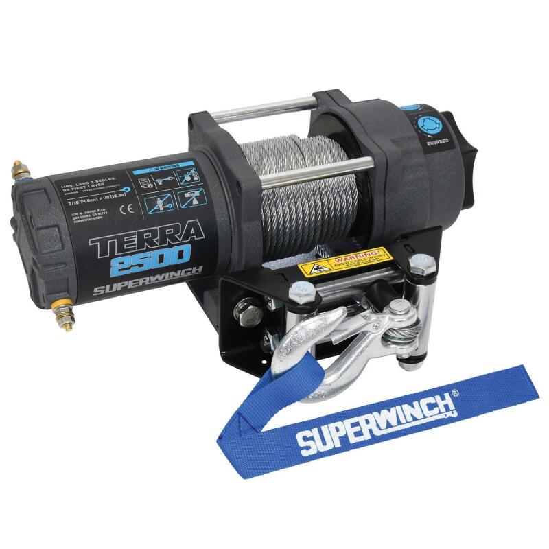 Superwinch 2500 LBS 12V DC 3/16in x 40ft Steel Rope Terra 2500 Winch - Gray Wrinkle 1125260 1125260 Photo - out of package