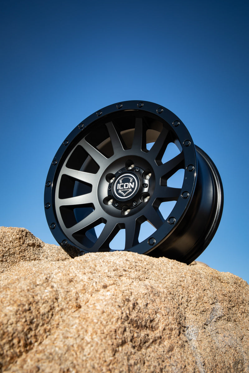ICON Compression 18x9 5x150 25mm Offset 6in BS 110.1mm Bore Double Black Wheel 2018905560DB 2018905560DB Photo - lifestyle view