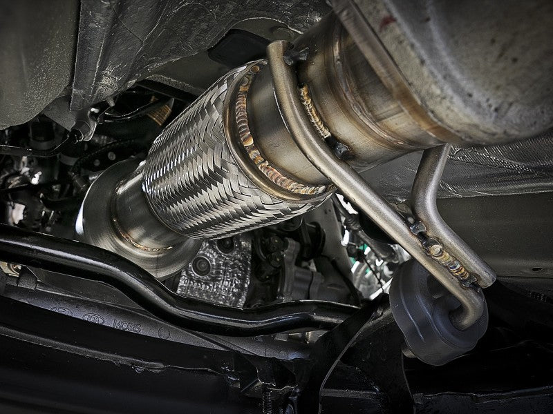 aFe Power Twisted Steel SS304 Downpipe 2.5in w/Cat 17-18 Hyundai Elantra L4-1.6L (t) 48-37001-1HC 48-37001-1HC Photo - Mounted