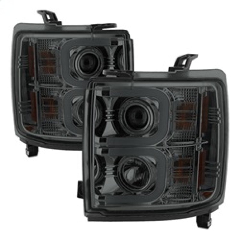 Spyder Chevy Silverado 14-16 2500 HD Projector Headlights Light Bar DRL Smke PRO-YD-CSHD14-LBDRL-SM 5081056 5081056 Photo - Primary