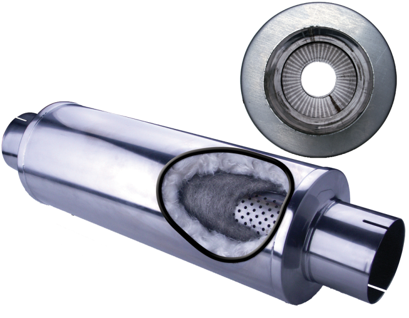 Diamond Eye Performance Diamond Eye MFLR 5inID SGL IN/SGL OUT 7inDIA X 24in BODY 30in LENGTH LOUVERED SLOTTED ENDS 409 SS 560033 560033 User 1