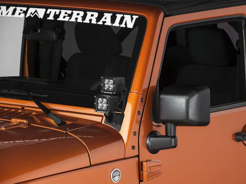 Raxiom 07-18 Jeep Wrangler JK Windshield Mounted Dual Light Brackets J106739 J106739 Photo - Close Up