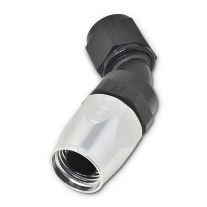 Russell Performance -4 AN Black/Silver 45 Degree Full Flow Hose End 610083 610083 Photo - out of package